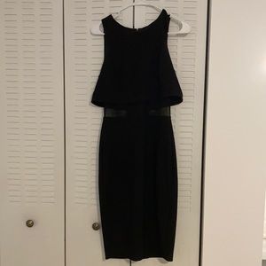 Black MIDI Dress with mesh cut out